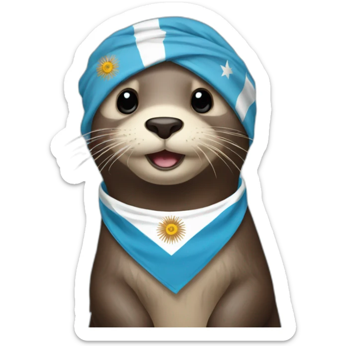 otter with a bandana of the flag of Argentina sticker