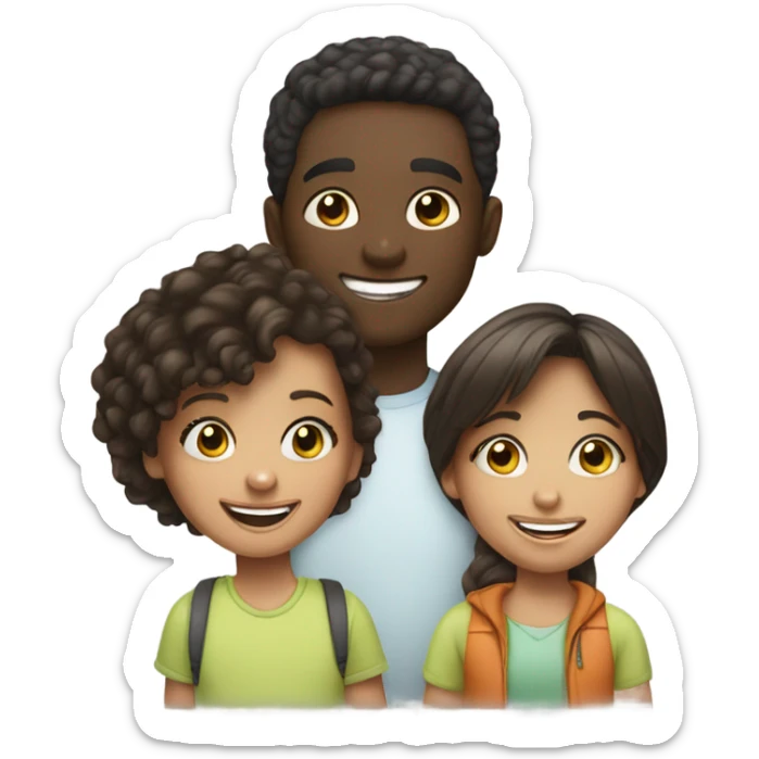 playful kids in a parody African American guy brunette girl sticker