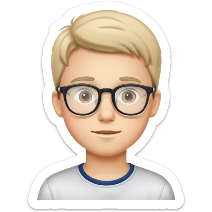 realistic portrait of boy with glasses sticker