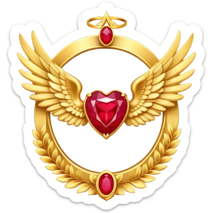 3st place award number in frame decorated with golden angel  wings and rubby stone sticker