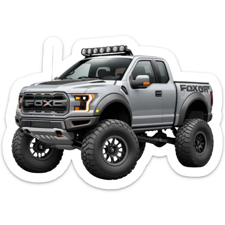 Gray Ford F-150 Raptor with Fox Shocks 3.0 Race Series Front & Rear sticker
