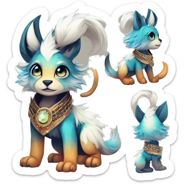 Cool cute Kawaii edgy fantasy animal sparkle fursona Fionbri creature by griffsnuff & LiLaiRa & Falvie full body sticker