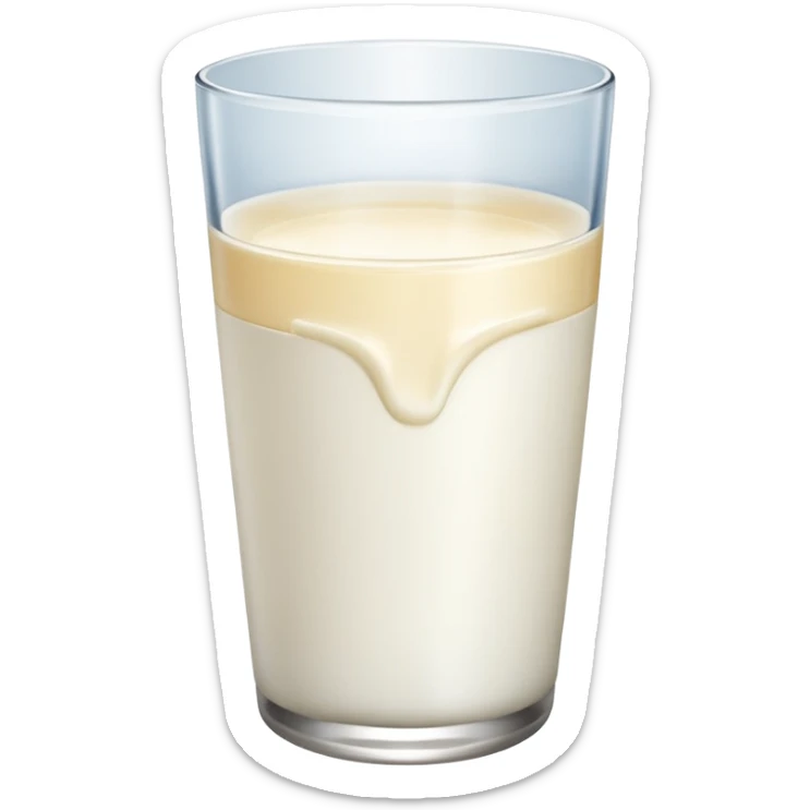 the drink is white, The bottom and mouth of the glass are the same width and There is only white liquid inside,photo realistic sticker