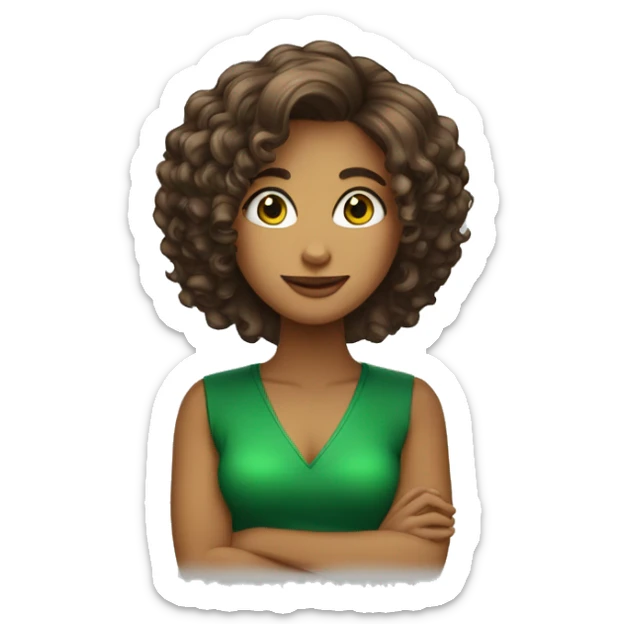 Mulher cabelo castanho claro curto de um lado olhos verdes na academia  sticker