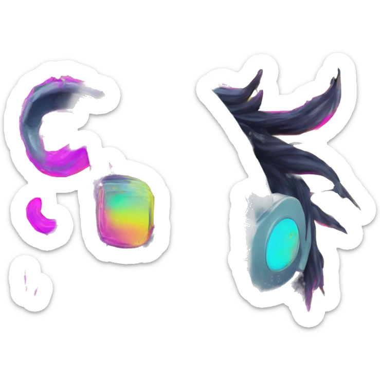 .Zombie_ Vaporwave black holographic oilslick zombie unicorn yellow caution tape and a vinyl sticker