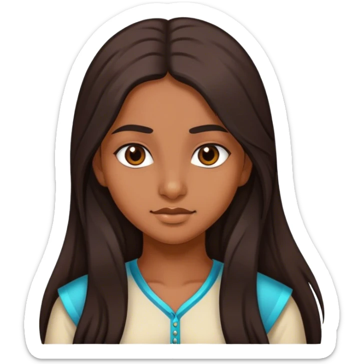 indian teen girl with dark brown long hair  sticker