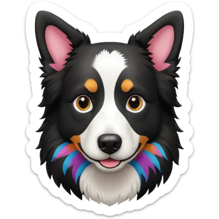 Colorful Border collie Dog, Border collie Portrait, Dog Sticker Clip art sticker