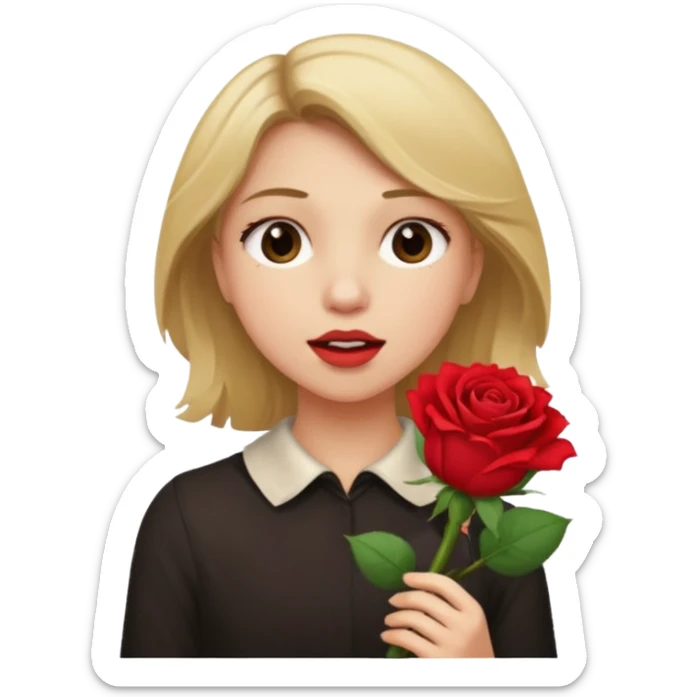 ash Trevino is a fat girl with dirty blonde hair and has a rose in her hand , really fat and a moaning face sticker