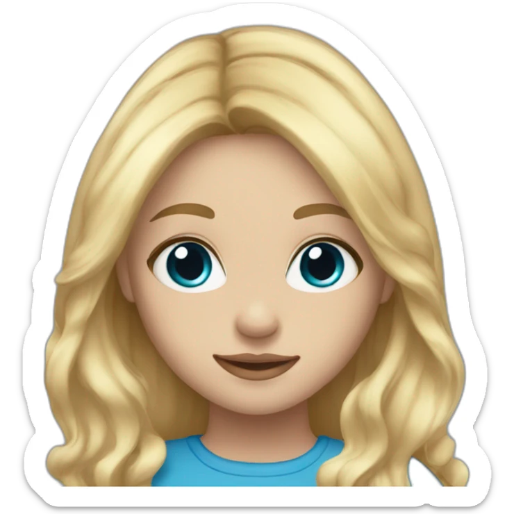 blonde girl with silky hair , darker blue eyes and light skin sticker