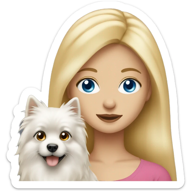 Blonde girl blue eyes holding spitz  sticker