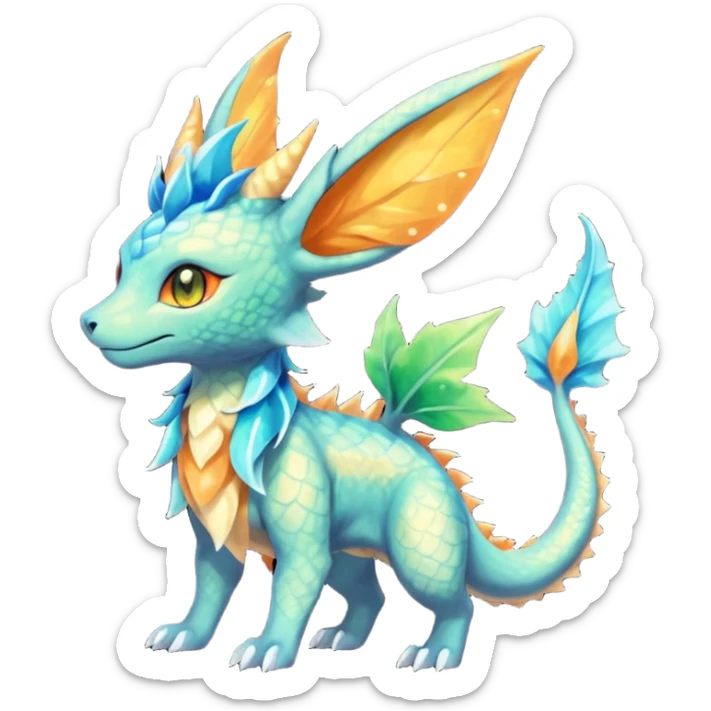 Rocky crystallic Shiny ethereal elemental Salandit-Leafeon-Vaporeon-hybrid-fusion (full body) sticker