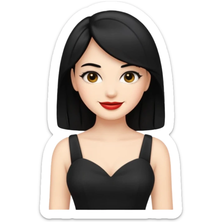 “Emoji girl, femme fatale, black hair. megan fox vibes black dress sticker