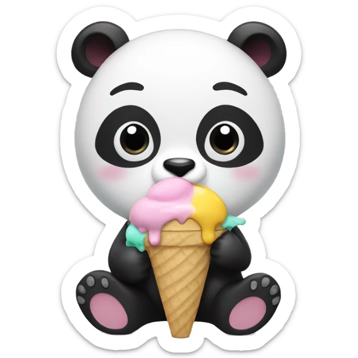 Panda eating ice cream sticker