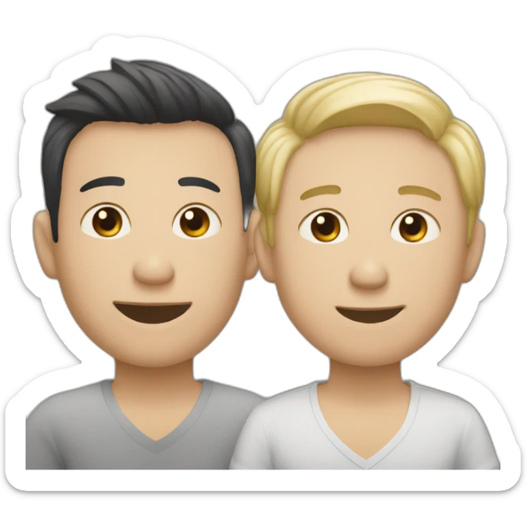 a gay couple of an asian and a german guy sticker