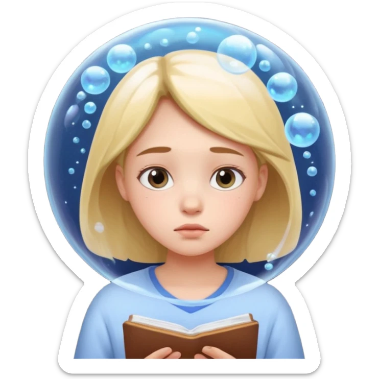 determined shy girl who is dreaming of 100% on her exam (in a dream bubble) sticker