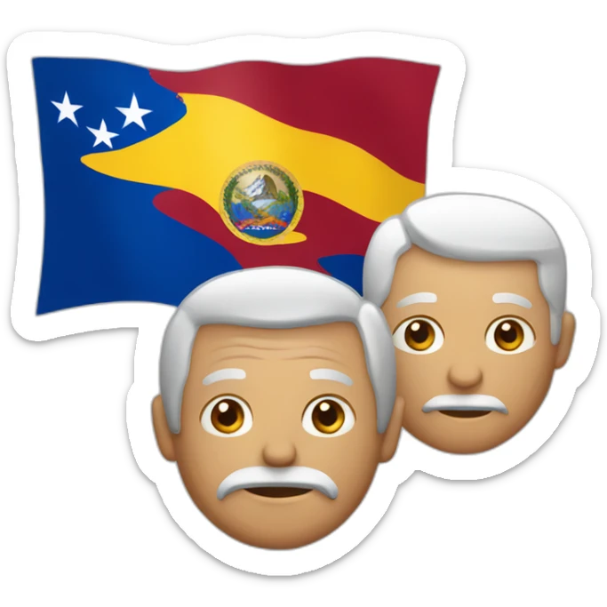 Flag of Venezuela and an old man with gray hair holding it sticker