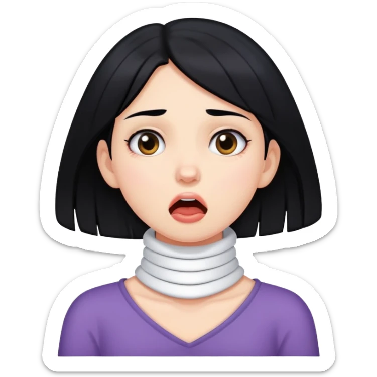 A girl with black hair choking her neck sticker
