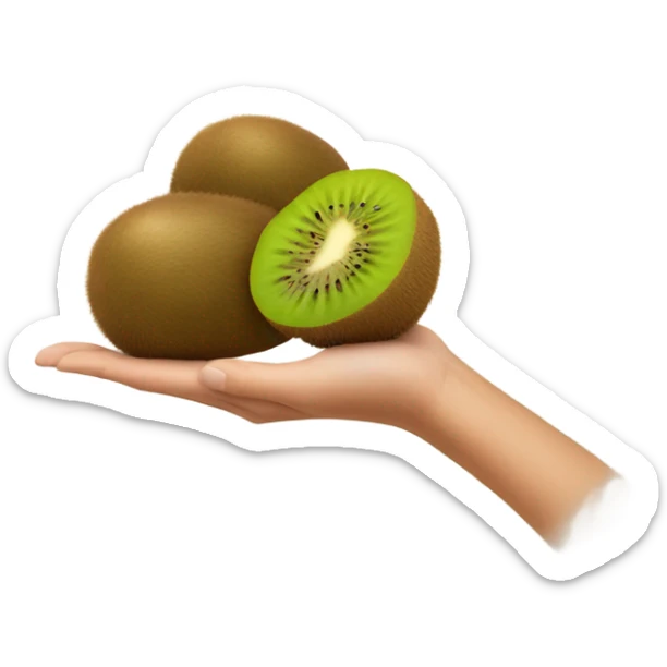 2 tan kiwi fruits with tan baby arm in middle sticker