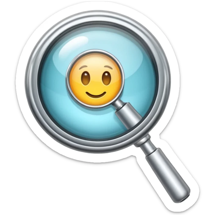 magnifying lens with a download symbol in the bottom right, no apple or fruit imagery sticker