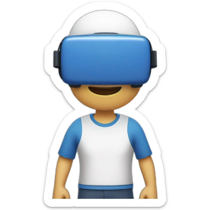 Un homme blanc qui joue à un jeux vr avec un t-shirt bleus sticker