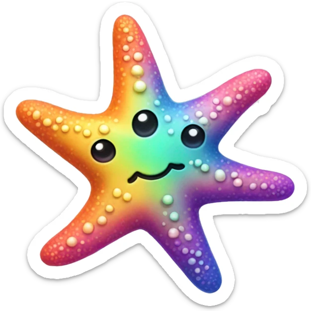 Two Deep Orange blue pink green yellow purple kawaii starfish  sticker