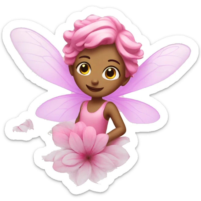 Pink fairy on a flower sticker