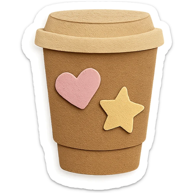 to-go coffee cup with heart and star pastel stickers sticker