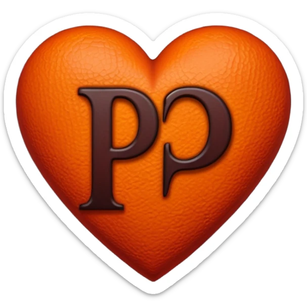 Can you make a dark orange heart with a dark red letter in the middle in a gothic style, the letter is P sticker