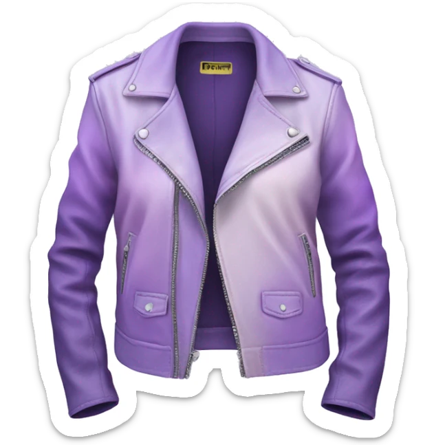 Realistic isolated side view of an open lavender to pastel purple ombre fashion leather jacket sticker