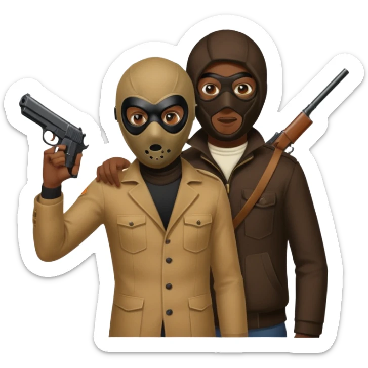 Chicago savage standing over his opposition pointing his gun and put one of those old 1970 burglary shisty mask sticker