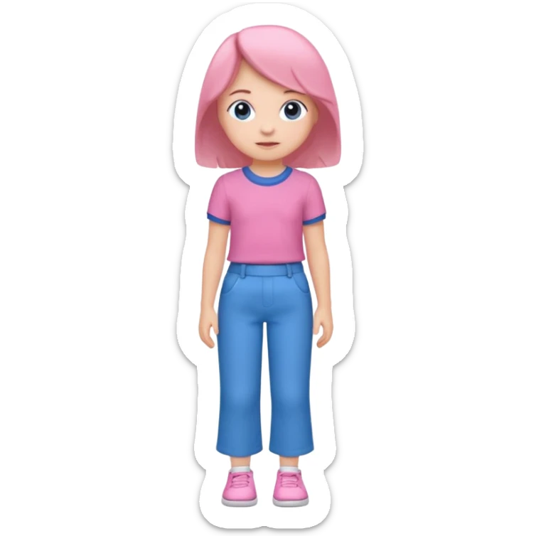 A young child with pants ☺️👖and a skirt and pink pants and blue shirt sticker