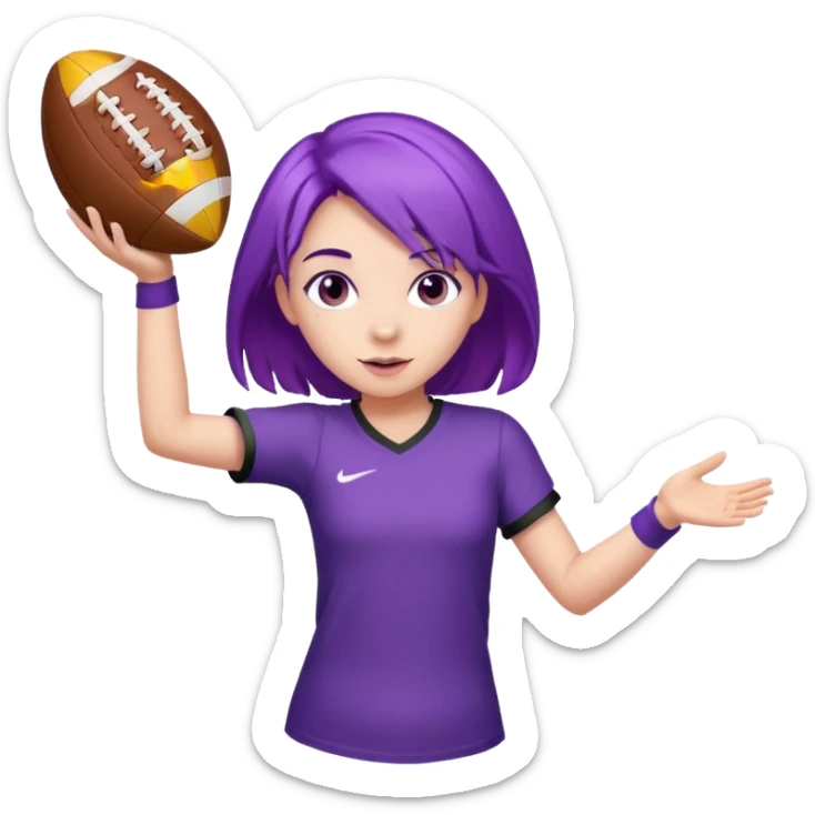 girl with purple hair catching football sticker