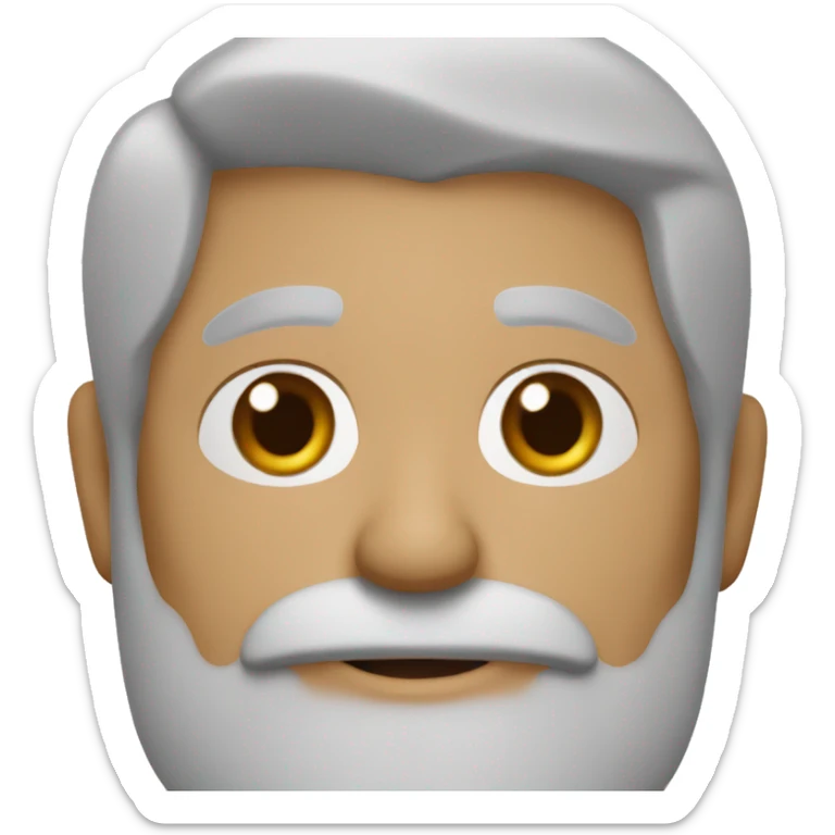 A 58-year-old man with salt and pepper hair and a gray beard with hazel eyes sticker