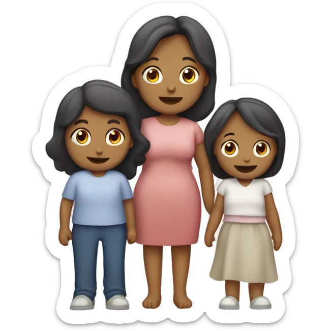 Familia de 5 personas, mamá albina, hijo mayor, hija mediana niña, hijo menor sticker
