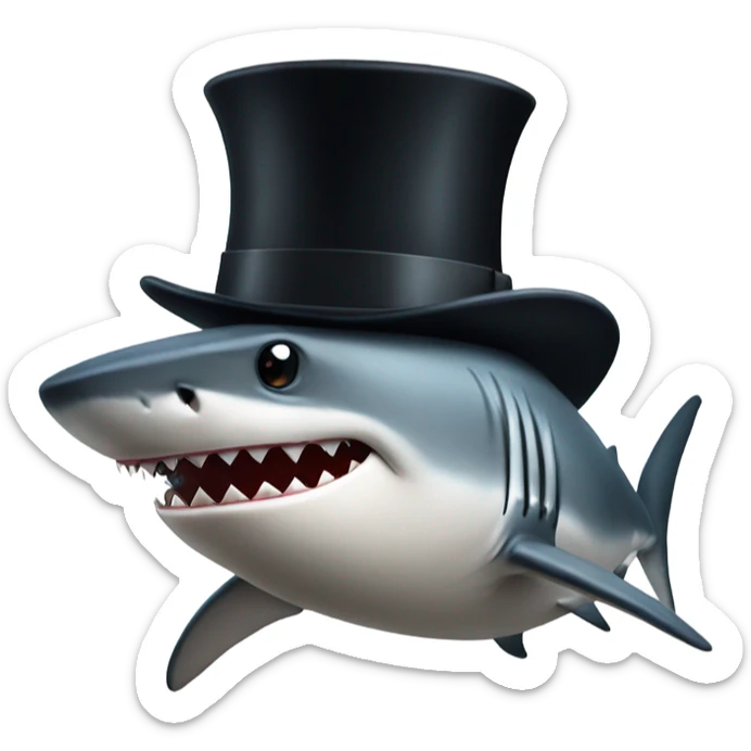 Shark with a top hat sticker