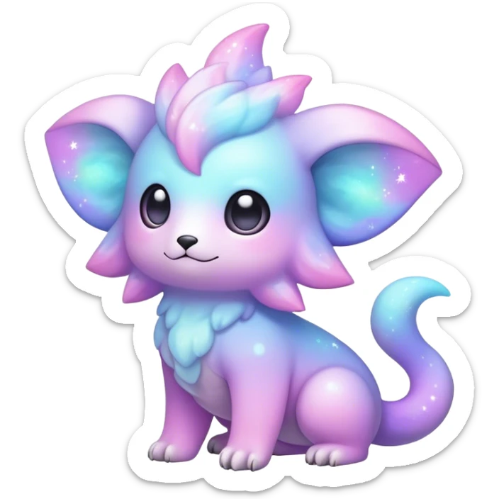 Cute adorable kawaii colorful pastel nebula fantasy animal hybrid Fakemon full body sticker