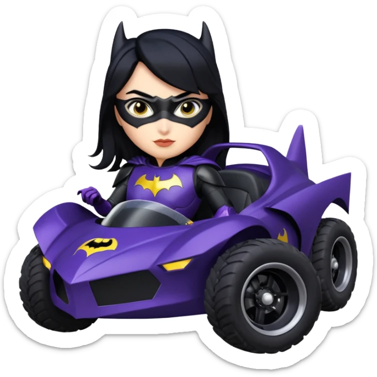1:14 scale racing sexy fitted Batgirl’s buxom attractively armored midnight-colored tight outfit tv series style dark knight stealthy accurate sporty safe plush deluxe off-road pursuit drifting prototype car (black hair, driving aggressively) rally vehicle  sticker