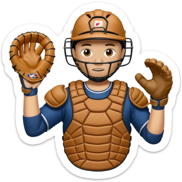 Baseball catcher, with glove up and in the foreground, ready to catch the ball sticker