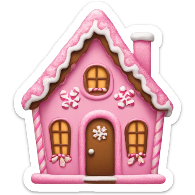 Pink gingerbread house sticker