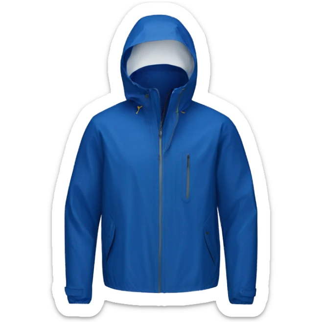 a waterproof K-way jacket totally in Blue Royal Marine color with hood, just the object itself sticker