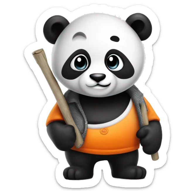 segun el panda anterior genera la figura de un panda en blanco y negro, que parece estar sentado, con un estilo de vendedor profesional alegre,con un cartel, en el cartel dice: "Bienvenido a Spandy store" en color naranja. sticker