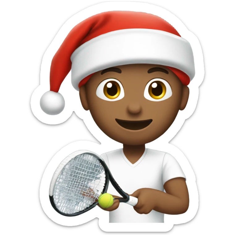 Tennis player playing tennis right handed wearing Santa hat Caucasian sticker