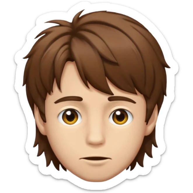 Young man have brown hair  shaggy long straykids emoji sticker