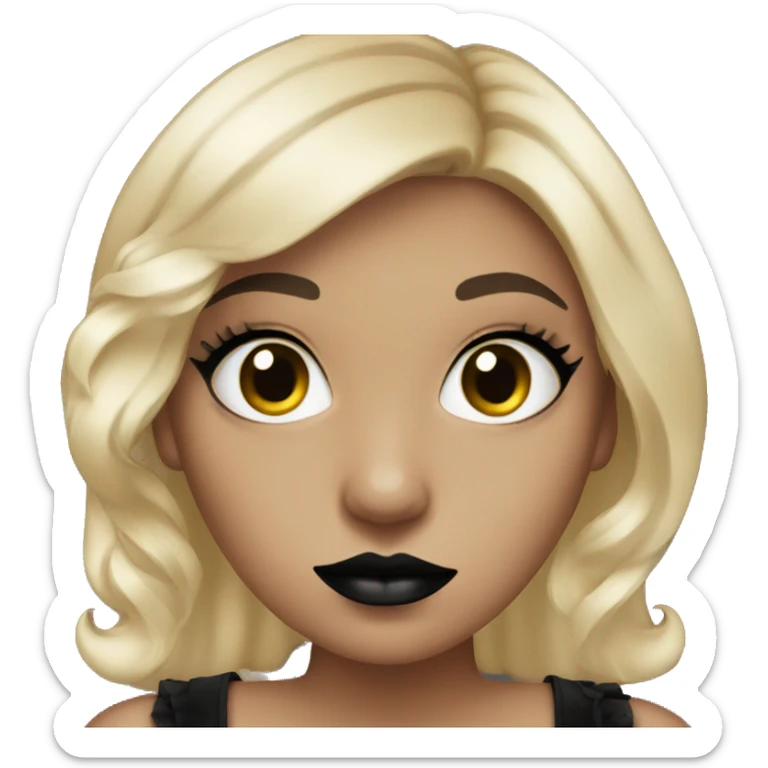 Girl with black lipstick and black eyeshadow and black dress sticker