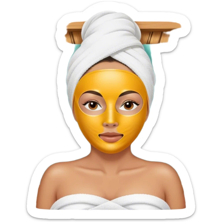 Lady with face mask spa beauty full face relaxing sticker