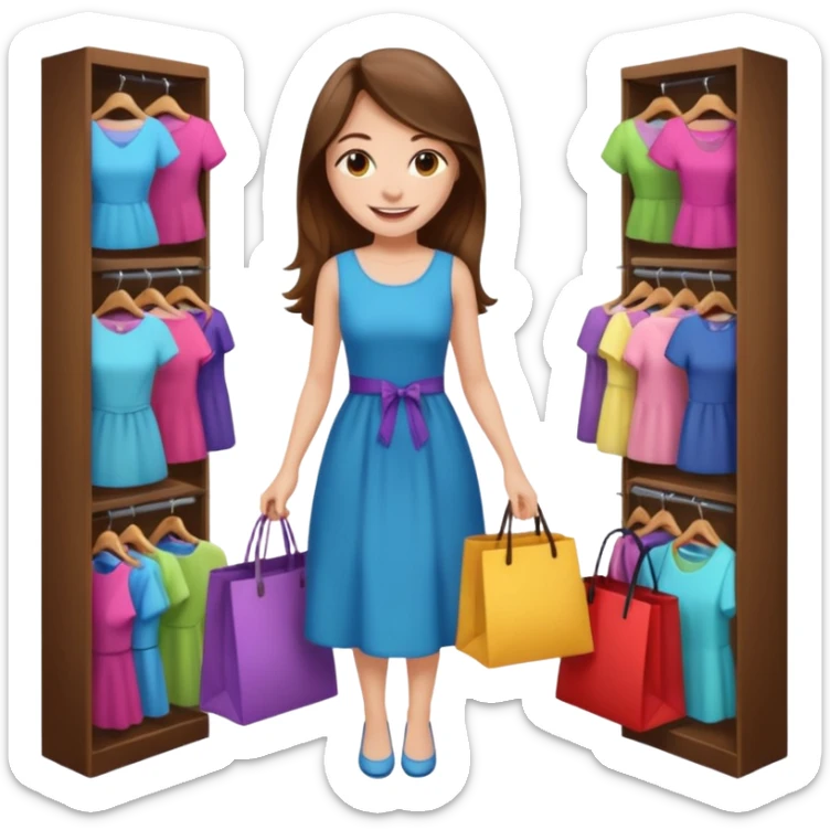 woman with long hair buys clothes in a store, shopping vibe sticker