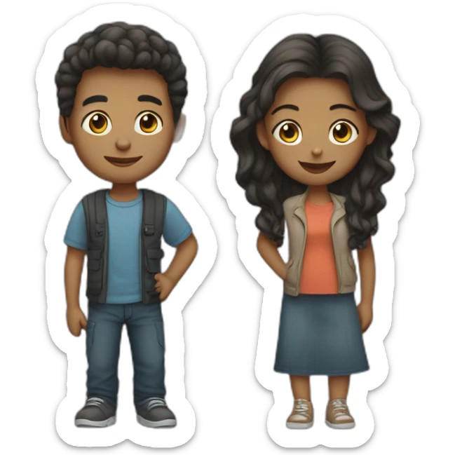 cute girl and boy couple sticker