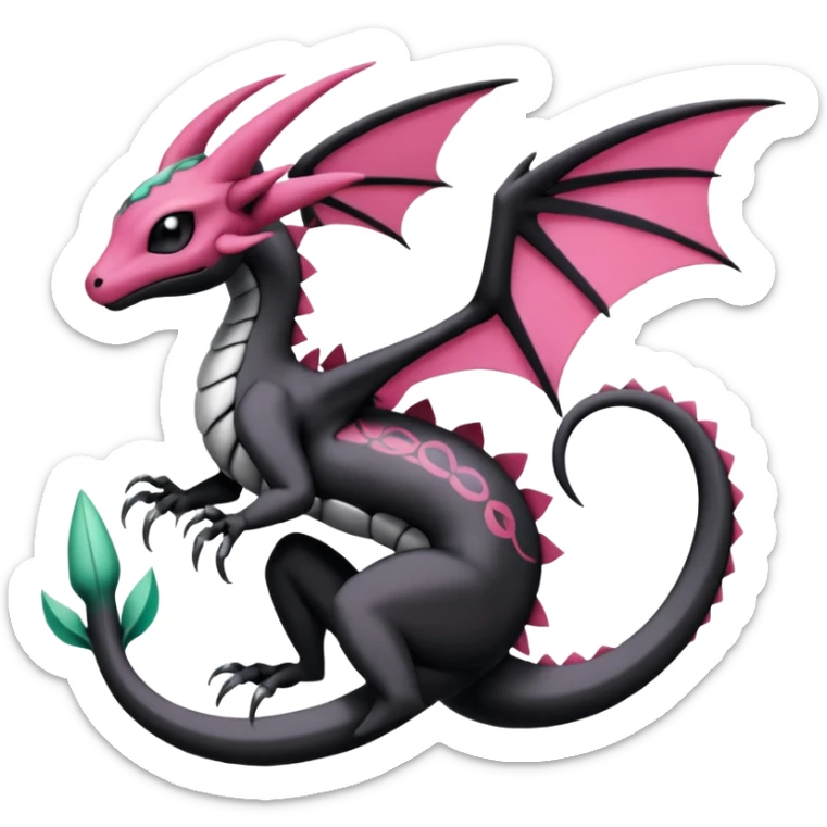 Magenta, black and white Meloetta-Flygon-Gorebyss-Salandit-Gargoyle-Pokémon-Fakémon-creature-fusion-hybrid sticker