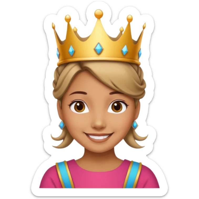 tạo cho tôi 1 cô gái da hơi ngăm đen đội vương miện và búi tóc sticker