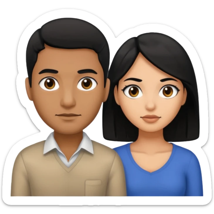 A brown man with black hair black eyes and woman with black hair black eyes sticker